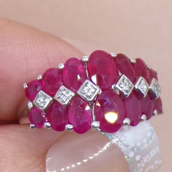 HIGH QUALITY Natural Ruby ring, 925 Sterling Silver Cherry Red Natural Ruby Band - Picture 2 of 8